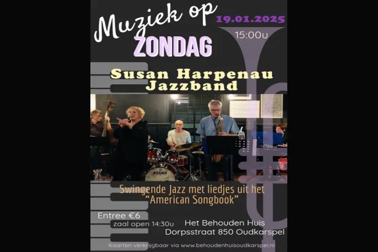 Susan Harpenau Jazzband bij Muziek op Zondag in Het Behouden Huis